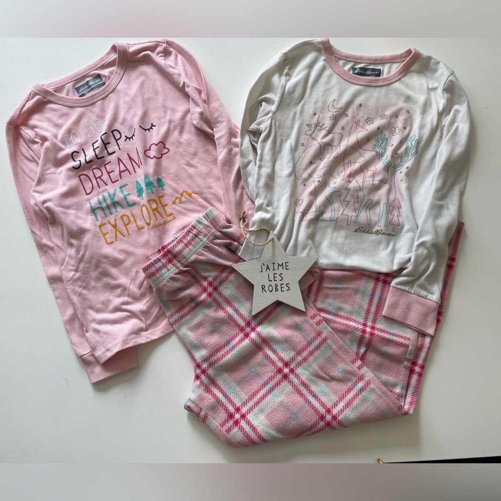 EDDIE BAUER Pink and White Kids Pajama Set